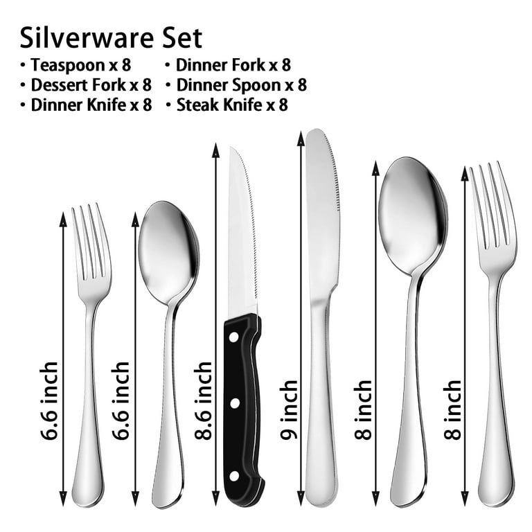 48-Pieces Silverware Set Stainless Steel Flatware Cutlery Utensil Set  Spoons 