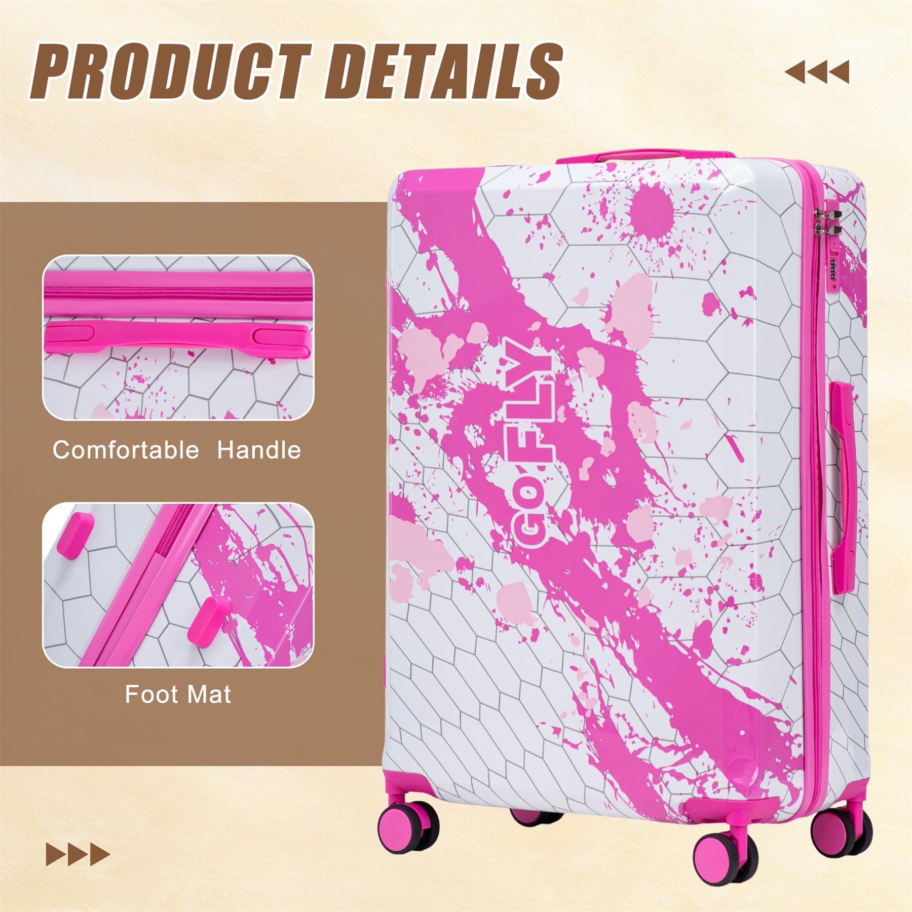 Alvantor 28" Luggage Hardside Suitcase With Spinner Wheels,Lightweight Luggage with TSA Lock Pink