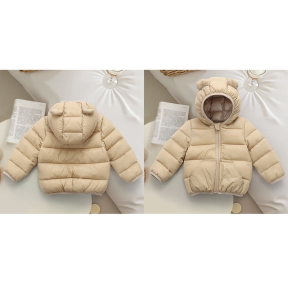 Baby Boys Winter Coat,Baby Girls Puffer Coat Cute Bear Ear Hooded Jacket Zipper Up Down Coats for Baby Girls Toddler Puffer Jacket Baby Girl Winter Clothes