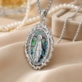thumbnail image 4 of CACA LADY 925 Sterling Silver Virgin Mary Necklace for Women Mother Mary Pendant Abalone Shell Religious Catholic Jewelry Miraculous Medal Necklace Gift, 4 of 6