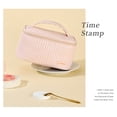 thumbnail image 3 of Injueey Bolsa de cosméticos compacta y portátil, amplia aplicación y apariencia elegante, bolsa de cosméticos para mujeres Almacenamiento y organización del hogar Taro Púrpura, 3 of 6