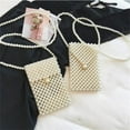thumbnail image 2 of LNGOOR Hand-Woven Pearl Bags Lady Beaded Shoulder Bag Handbag Flap Bag Mini Crossbody Bag #Triangle, 2 of 9