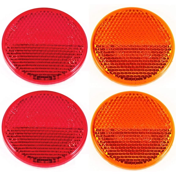 2" Inch Round Reflector Bike,Trailer, Truck, Boat, Mailbox Qty 4 (2 Red/2 Amber)