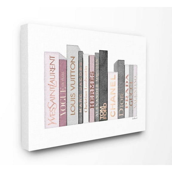 Stupell Industries Fashion Designer Bookstack Pink Gray Watercolor Canvas Wall Art by Amanda Greenwood