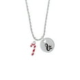 thumbnail image 2 of Delight Jewelry Silvertone 3-D Red Enamel Candy Cane Silvertone Script Initial Disc - & - Charm Necklace, 20"+3", 2 of 4