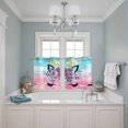 thumbnail image 3 of 2 Panels Kitchen Tier Curtains 39 Inch Length, Purple Rose Antlers Grommets Window Treatment Curtain, Abstract Art Teal Pink Fancy Flowers Thermal Curtains Drapes for Living Room/Bathroom, 3 of 9