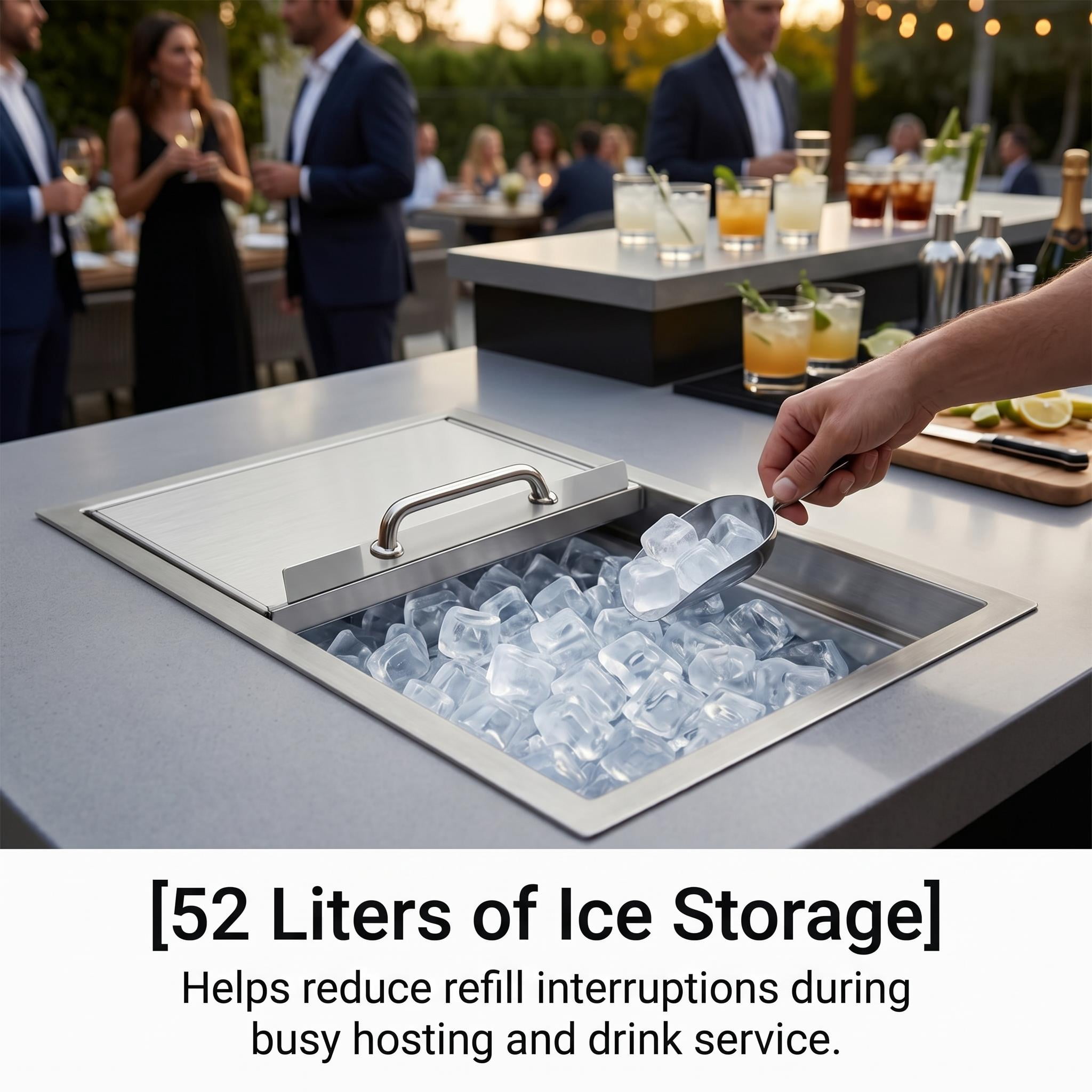 Built-in Beverage Tub, Outdoor Kitchen Ice Cooler, Insulated Ice Chest, 52l Stainless Steel With Drain 18in×12in×15in for Patio Bar, Backyard BBQ