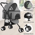 thumbnail image 3 of Dkelincs Folding Pet Stroller 3 Wheels Dog Stroller for Medium Dogs with Detachable Carrier, Grey, 3 of 8