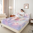 thumbnail image 4 of Castle Fairy Pink Golden Butterfly 3Pcs Twin Sheet Sets for Teens Women Men,Abstract Gradient Twin Fitted Sheet,Floral Rose Breathable Flat Sheet,Breathable Home Decor, 4 of 7