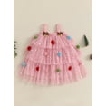 thumbnail image 3 of Loicainy Toddler Kids Girl Christmas Dress 12 24 Month 2T 3T 4T 5T 6T 7T 8T 9T Star Print Square Neck Sleeveless Layered Tulle Dresses with Plush Ball Christmas Hat, 3 of 9