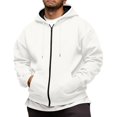 thumbnail image 2 of Men's Oversized Zip Up Hoodie Fleece Sweatshirts with Pockets White L, 2 of 7