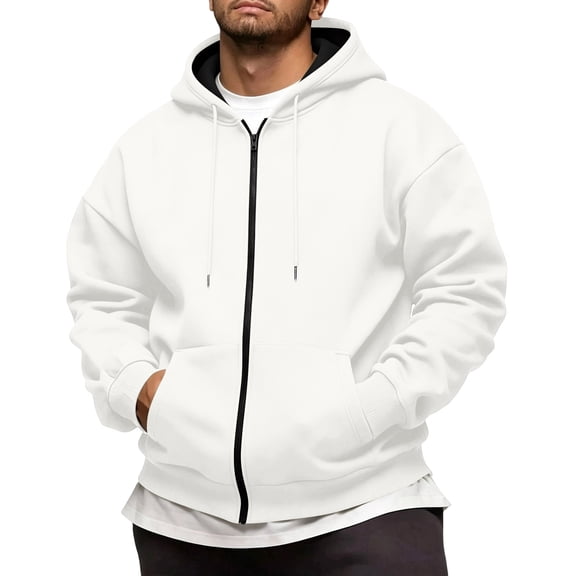 Men's Zip Up Hoodie Oversized Loose Fit Full Zip Sweatshirt Jacket,5XL