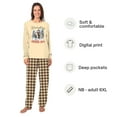 thumbnail image 2 of Festive Western Cowboy Christmas Pajamas, "Wrangling Christmas Cheer" Print, Beige Long Sleeve Shirt Plaid Pants Cotton Blend 2 Piece, 2 of 7