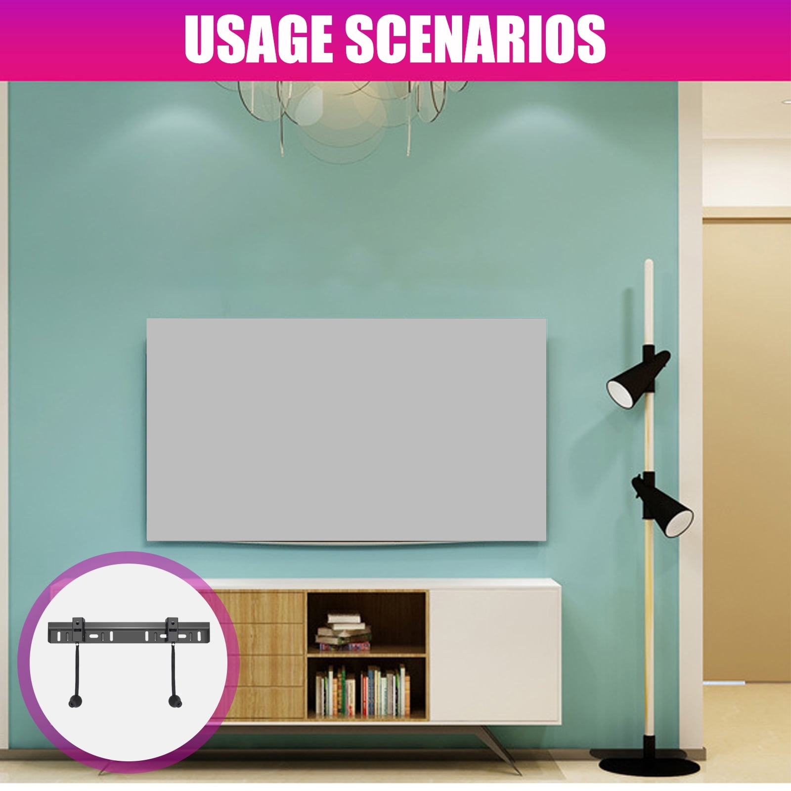 Studless Televisions Wall Mount for Flat Screen and Curveds TVs 26 to 55/60 Inches Easy Setup
