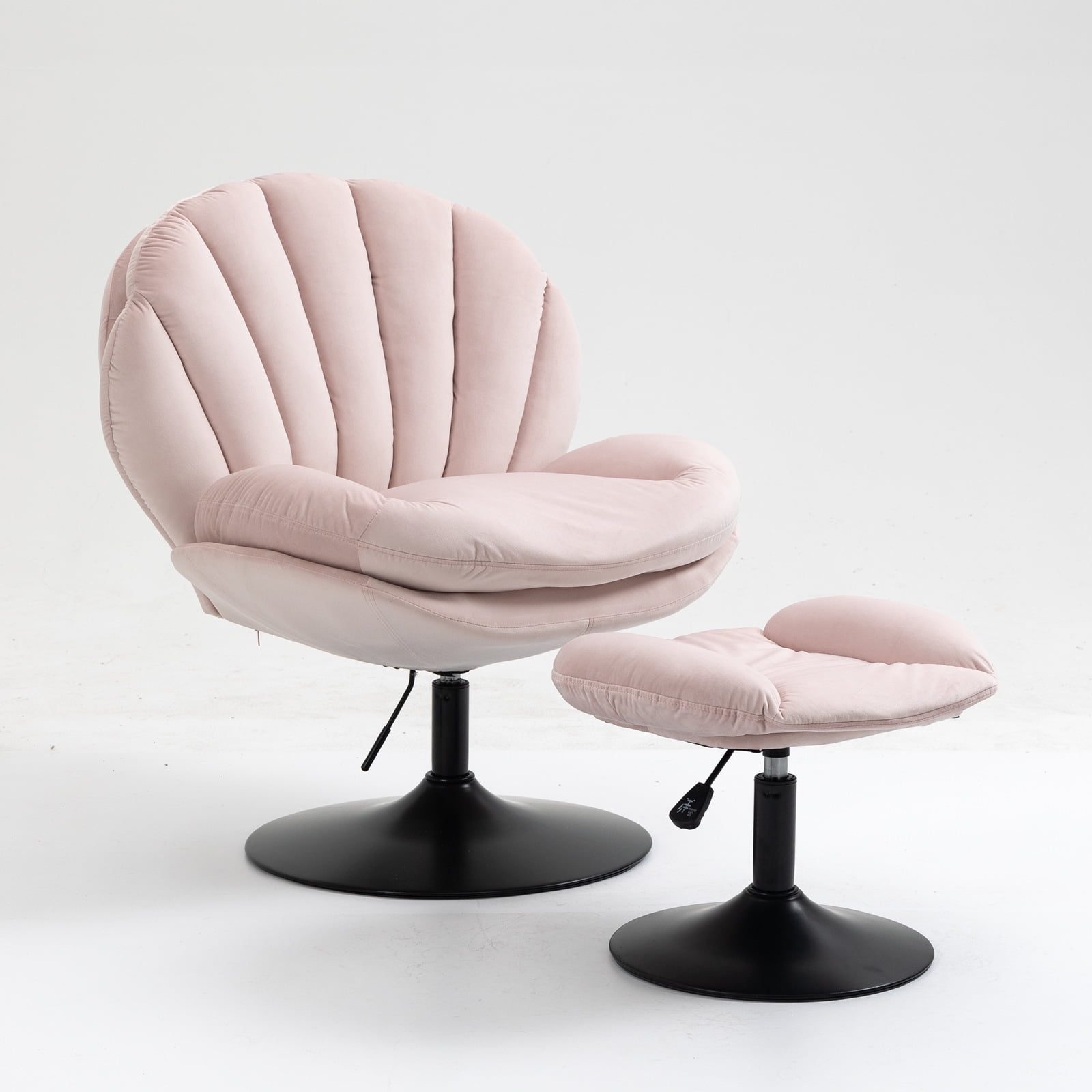 Yardi Yard Modern Swivel Upholstered Accent Chair and Ottoman, Adjustable Seat Height Velvet Office Chair Pink Yardi Yard Modern Swivel Upholstered Accent Chair and Ottoman, Adjustable Seat Height Velvet Office Chair Pink