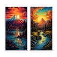 thumbnail image 2 of Designart "Sunset over Japanese Mountains Snowy River Scene III" Landscape Mountains Framed Wall Art Set Of 2 - Traditional Red Gallery Wall Frame Set For Home Decor, 2 of 6