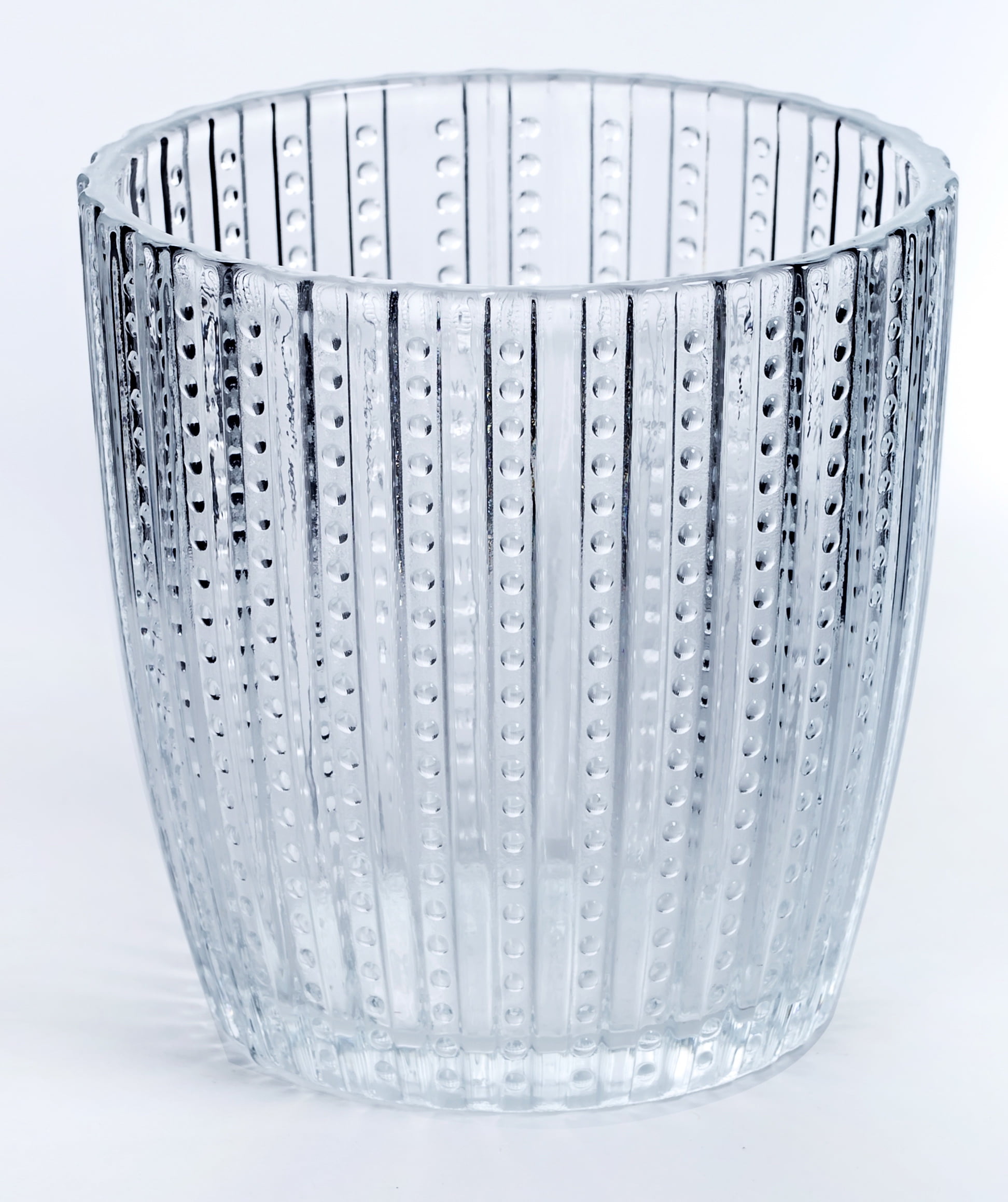 Mainstays High Clear Stripe Pattern Glass Votive and Tealight Candle Holder