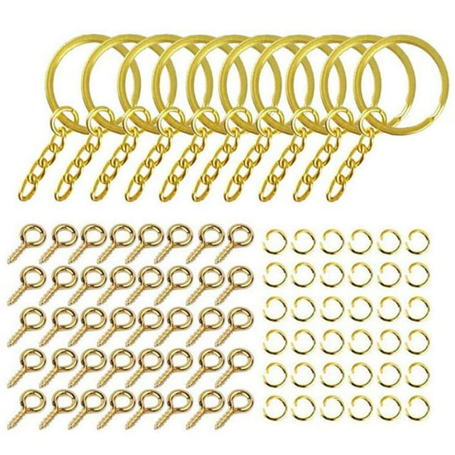 Juego de llaveros acrílicos con alfileres y tornillos para hacer joyas, accesorios para llaveros. oro