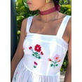 thumbnail image 2 of Women Embroidered Maxi Dress Sleeveless Smocked Flowy Sundress Boho Summer Long Dresses Beach Vocation White L, 2 of 5