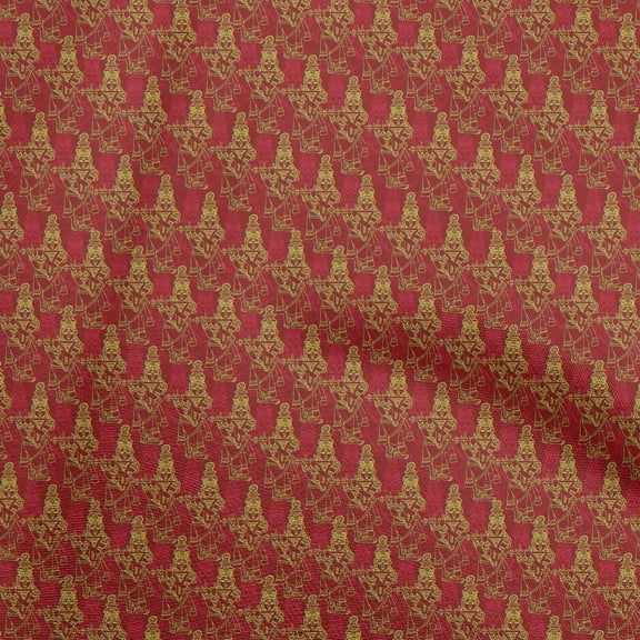 oneOone Cotton Flex Red Fabric Kalamkari Sewing Craft Projects Fabric Prints By Yard 40 Inch Wide