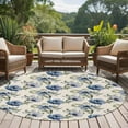 thumbnail image 4 of Round Rugs 5 Ft, Navy Blue Floral Non Slip Area Rugs for Kitchen Bedroom Entryway, Vintage Flowers Elegant Pastoral Rustic Washable Carpet Runner Rug Floor Mats for Bedroom Home Decor, 4 of 9