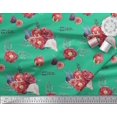 thumbnail image 2 of Soimoi Green polyester Crepe Fabric Fig,Pomegranate & Floral Printed Craft Fabric by The Yard 52 Inch Wide, 2 of 3