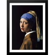 Girl with a pearl earring 28x38 Large Black Wood Framed Print Art by Johannes Vermeer