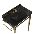 thumbnail image 5 of 28 Inch Black Integrated Ceramic Bathroom Basin with 3 Pre Drilled Faucet Holes Overflow No Cabinet No Faucet, 5 of 5