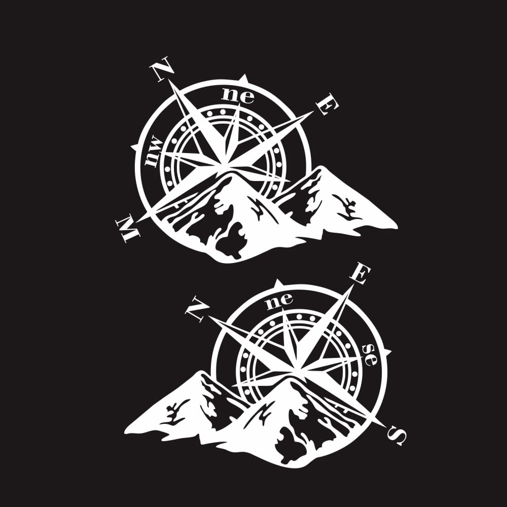 Salt City Graphics Adventurer Decal - Compass Sticker, 5 Inches Wide, White, For Car, Cooler, Or Travel Gear