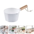 thumbnail image 3 of 1Pc Kitchen Wooden Long Handle Water Ladle Bathroom Bailer for Home White, 3 of 6
