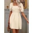 thumbnail image 4 of Women'S Puff Short Sleeve Boho Dress Square Neck Summer A Line Dresses White S, 4 of 8