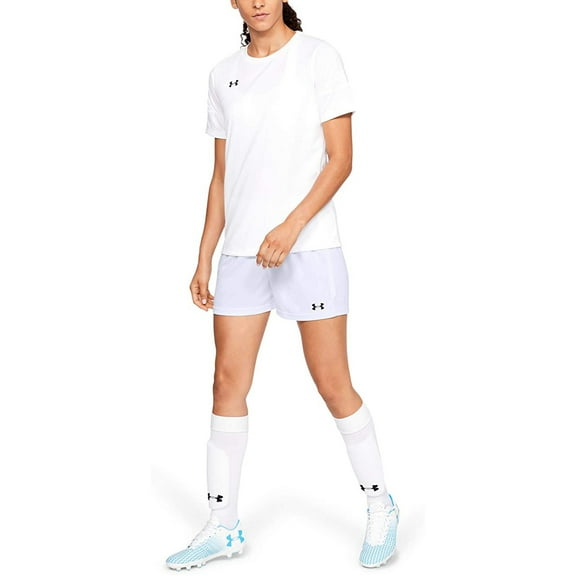 Under Armour Women's Maquina 2.0 Soccer Shorts, White (100)/Black , Large