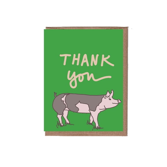 Whimsical Pig Thank You Card - Blank Inside, Includes Envelope - Perfect for Gratitude and Any Occasion