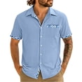 thumbnail image 3 of Vetsdori Short Sleeve Shirts for Men Fashion Outdoor Button up Summer Casual Pocket Collar Graphic Trendy Mens Tops, 3 of 7