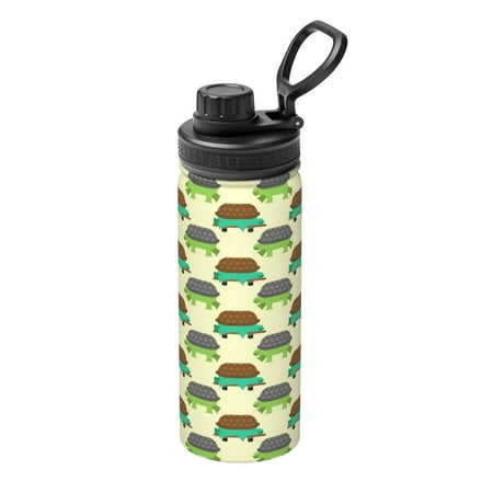 

Uemuo Turtle On Skateboard 18OZ Insulated Kettle Sports Water Bottle Stainless Steel Kettle Vacuum Insulated Flask Flip Lid Travel Mug