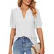thumbnail image 1 of Camisas de Mujer Casual Cuello en V Camisetas Puff Manga Corta Verano Tops Túnica Blusas S-XXLBlancoX-Large esquí esquí Gafas de esquí, 1 of 4