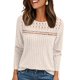 thumbnail image 3 of Camisa de Larga con Encaje para Mujer, Top de Otoño, Moda Elegante, Informal, Tipo Túnica, Suéter, Ropa de . Albaricoque S, 3 of 8