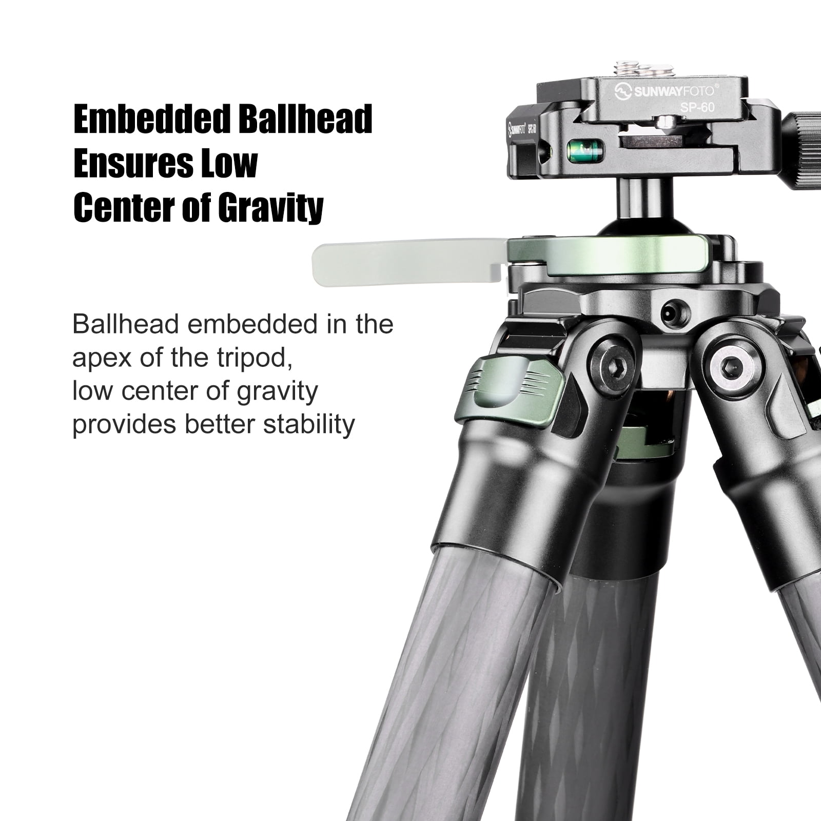 Sunwayfoto T2830CS-P Carbon Fiber Tripod for Hunting with Inverted Ball Head