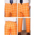thumbnail image 6 of INSPIRE CHIC Men's Business Plaid Pants Casual Slim Fit Checked Dress Trousers 36 Orange, 6 of 6