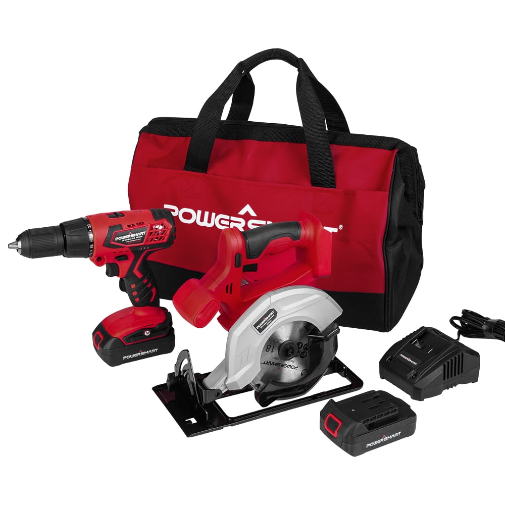PowerSmart PS76200C 20V Cordless Drill / Circular Saw Combo Kit (2-Tool) with (2) Batteries 1.5Ah and Charger PowerSmart PS76200C 20V Cordless Drill / Circular Saw Combo Kit (2-Tool) with (2) Batteries 1.5Ah and Charger