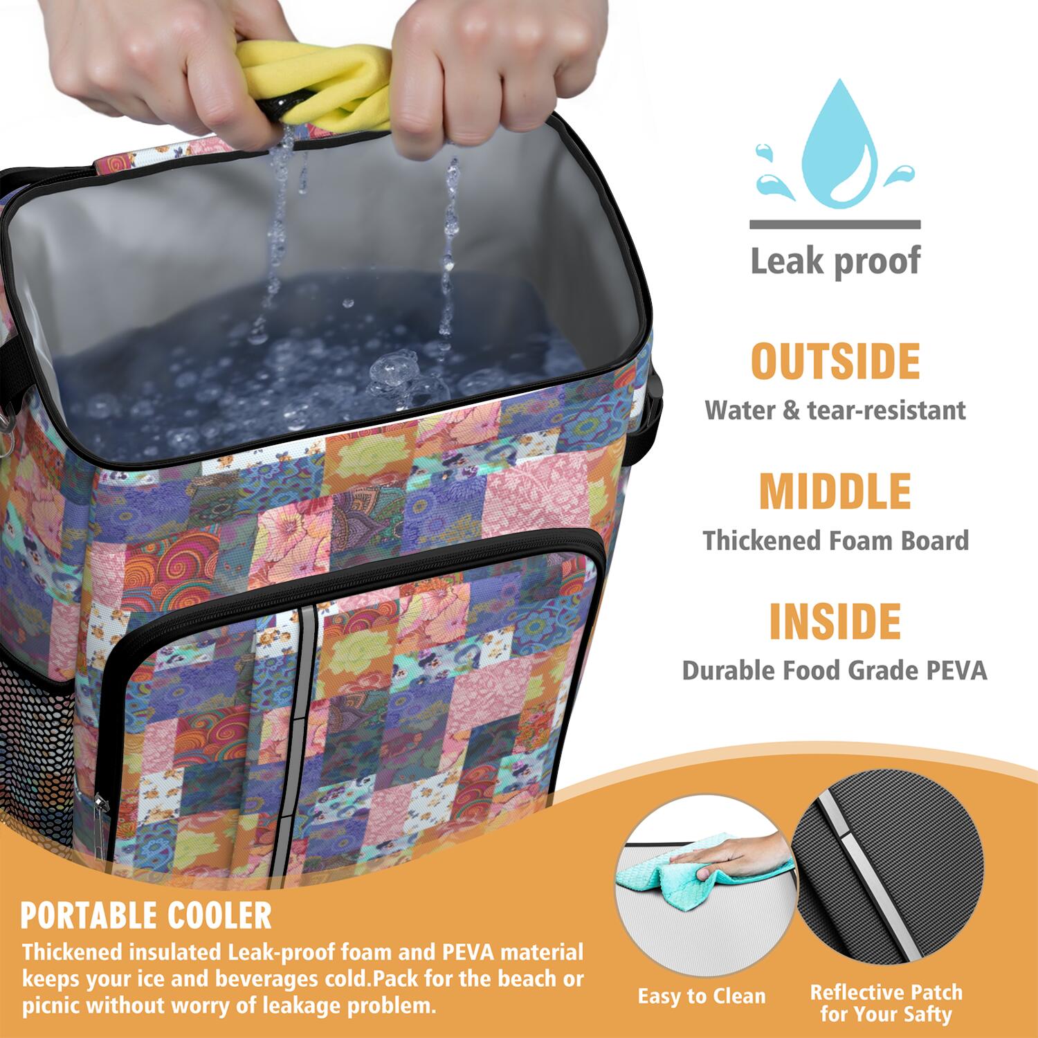 Travel Cooler Bag - Boho Bohemia Flower Camping Beer Cooler Backpack with Bottle Opener- Waterproof Insulated Picnic Backpacks - Cooler Bag for Beach