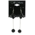 thumbnail image 2 of Mi Amore Drop-Dangle-Earrings Silver-Tone/Black, 2 of 2