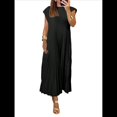 thumbnail image 1 of Vestidos Largos Plisados de Iglesia para Mujer, Informales, de Verano, de Corta, con Cuello Redondo, Sueltos y Vaporosos. Negro XXXL, 1 of 7
