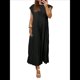 thumbnail image 1 of Vestidos Largos Plisados de Iglesia para Mujer, Informales, de Verano, de Corta, con Cuello Redondo, Sueltos y Vaporosos. Negro L, 1 of 7