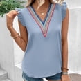 thumbnail image 4 of XFLWAM Womens Contrast Lace V Neck Tank Tops Ruffle Sleeve Summer Blouse Casual Sleeveless Loose Fit Vest Shirts, 4 of 9