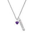 thumbnail image 1 of Delight Jewelry Acrylic 5/16" Purple Heart Silvertone Guardian Angel Bar Charm Necklace, 23", 1 of 4