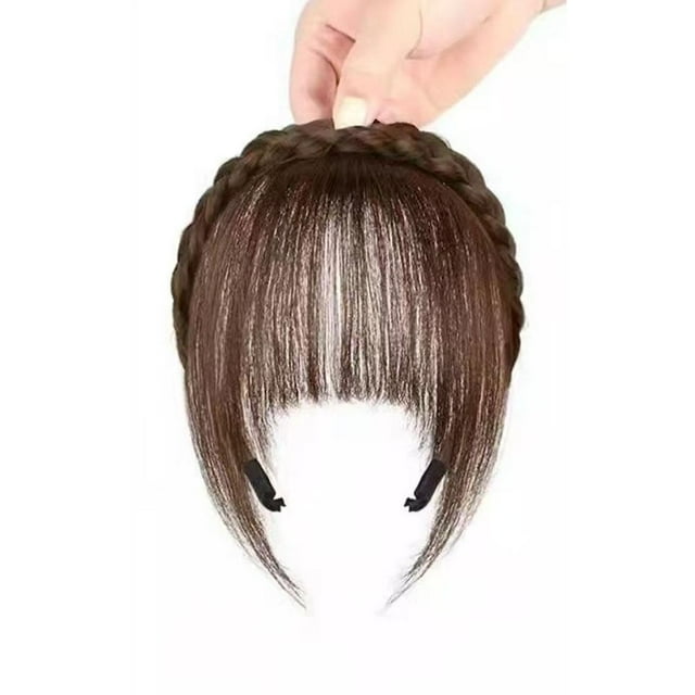 Natural Forehead Wig Bangs Fishbone Braid Headband With Sideburns Light