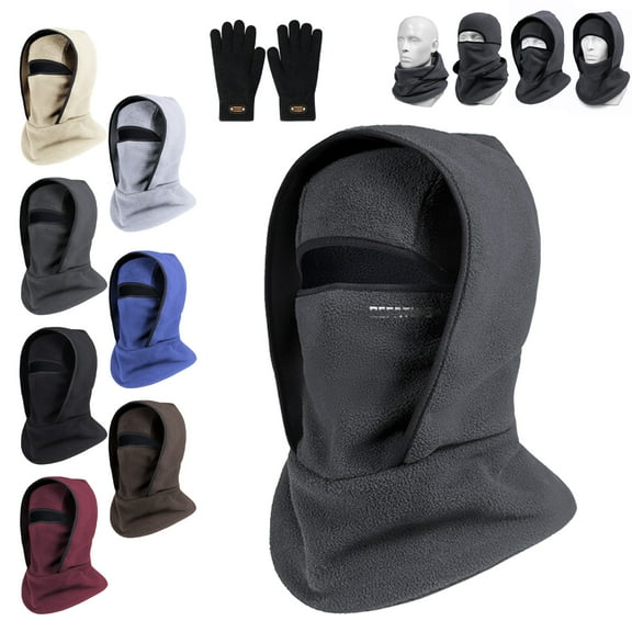 Outdoor Winter Warm Hat Neckband Integrated Cycling Mask, Sports Ski Head Cover Neck Windproof Cold One-Piece Pullover Hat (Dark gray)