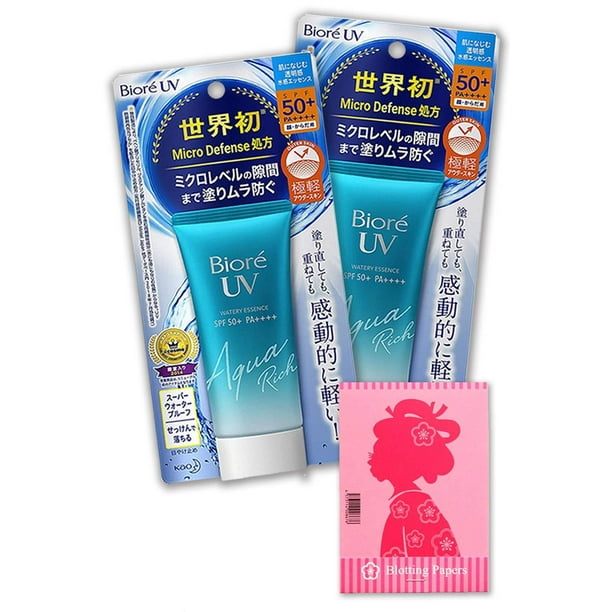 Biore Uv Aqua Rich Watery Essence Sunscreen 2 Pack 1 7 Fl Oz 50g Spf 50 Pa Uva Uvb Protection Rating 19 Renewed Sunscreen Includes Original Japanese Traditional Oil Blot Walmart Com Walmart Com