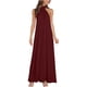 thumbnail image 1 of Vestido largo de verano para mujer, cuello halter cruzado, sin mangas, color sólido, recortado, sin espalda, fluido, línea A Pompotops ghjkhdj4026, 1 of 7